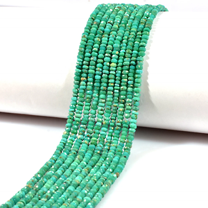 Cuentas Rondelle facetadas de turquesa de Arizona natural, cuentas de turquesa de 4mm para la fabricación de joyas - Product Image 2