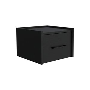 Black Boa Single Drawer Floating Nightstand with Handle <b>Wall</b> Mounted End <b>Table</b> & Side <b>Table</b> for Bedroom - Product Image 2