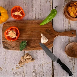 Planche à découper en bois à long manche, épaisse et durable, compatible couteaux, finition lisse, idéale pour couper, servir et préparer - Product Image 6