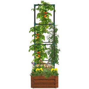 Fioriera da Interno con Supporto in Rattan 24x24x11.75, Vaso Rialzato per Giardino - Product Image 1