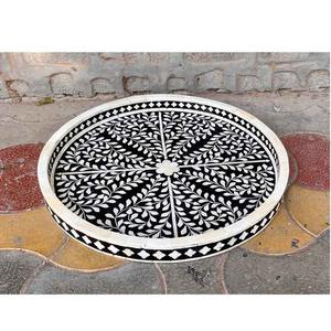 Plateau élégant en os incrusté fait main pour la salle à manger, le service, la table basse, la décoration de la maison, un cadeau, écologique, design classique - Product Image 4