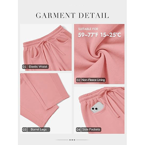 Pantalon de survêtement décontracté pour femme en molleton, taille basse, avec poche plaquée sur le devant, poches latérales, coupe large, cordon de serrage et ourlet ouvert - Product Image 5