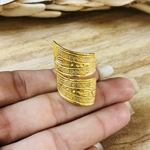 High Demand Brass <b>Rings</b> Boho Statement Band <b>Ring</b> For Women 18k Gold Plated Tribal Pattern <b>Chunky</b> Trendy <b>Ring</b> For Wholesale - Product Image 2
