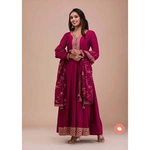 Conjunto de vestido de fiesta y Dupatta para mujer de diseñador con bordado elegante - Product Image 4