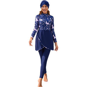 Best Quality Waterproof <b>Islamic</b> High Cut 2 Piece Set Breathable Spandex/Polyester Burkinis Swimwear <b>Print</b> Digital <b>Print</b> Crystal - Product Image 1