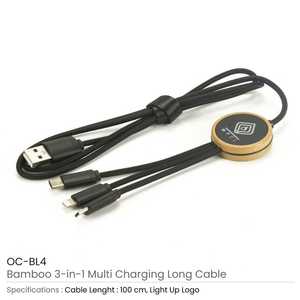 100 cm 3-in-1 Multi-Charging <b>Cable</b> with Light-Up Logo Product Category Connectors - Product Image 3