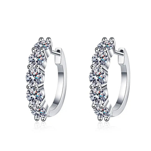 Pendientes de Diamantes Moissanite con Certificado IGI para Mujer, Pendientes de Aro, Corte Brillante Redondo, Plata de Ley 925, Claridad VVS Elegante - Product Image 1