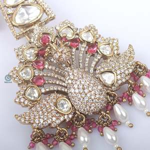 Aarav Ruby Polki Designer Kalangi Fashion Brooch - Product Image 4