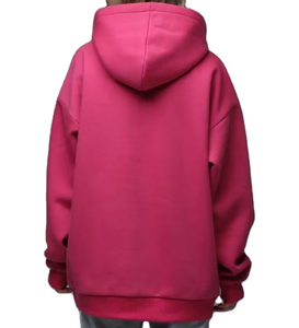 Robe sweat-shirt à capuche oversize rouge avec poche avant, vêtement décontracté pour femme, imprimé hiver, matière polaire écologique - Product Image 4