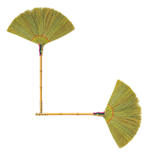 Balai classique en fibre de coco avec manche en plastique, poils naturels durables, taille moyenne, écologique, sans drapeau, pour balayer les sols domestiques - Product Image 1