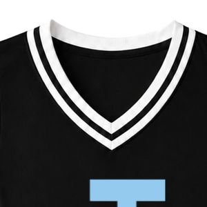 Maillot de basket-ball brodé avec logo JJ noir pour femmes, débardeur athlétique sans manches à col en V avec bordure blanche pour l'entraînement et les matchs - Product Image 2