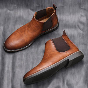 Botas Chelsea de Estilo Británico para Hombre, Botines Vintage con Acabado Pulido, Botas Cortas de Talla Grande para Hombre - Product Image 1
