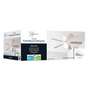 Ventilateur de plafond à profil bas de 52 pouces avec kit d'éclairage LED, 5 pales, moteur DC, blanc - Product Image 2