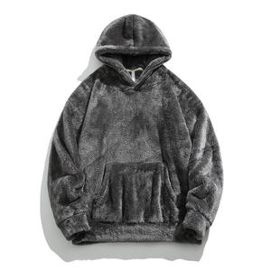 Unisex Oversized <b>Hooded</b> <b>Fleece</b> Sweatshirt Solid Color Winter Casual Pullover Oversized Fit Anti-Pilling Knitted Long Sleeve 100% - Product Image 3