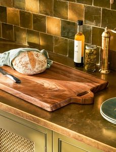 Tablas de Cortar de Madera Rústica Rectangulares y Redondas con Asa, Tablas de Servir de Madera Dura Natural para Uso en la Cocina - Product Image 5