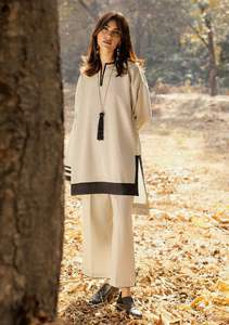 Ensembles coordonnés 2 pièces personnalisables pour l'hiver, designs unis monochromes, tissus épais de qualité supérieure en soie/viscose, style indien pakistanais - Product Image 5