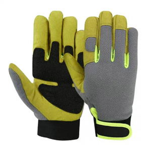 ถุงมือช่างหนังสังเคราะห์เสริมแรงคุณภาพพรีเมียม ป้องกันแรงสั่นสะเทือน ป้องกันมือและแขน สำหรับงานอุตสาหกรรม - Product Image 6