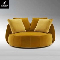Fauteuil pivotant en tissu velours de haute qualité, fauteuil pivotant pour hall d'hôtel, canapé moderne, grand canapé rond