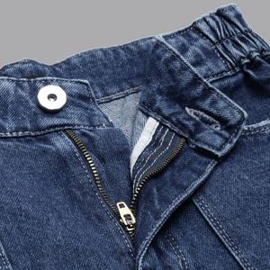 Jean en denim bleu taille mi-haute à jambe large pour femme Muzamin Apparel – Coupe décontractée, longueur complète, respirant, séchage rapide, style vintage - Product Image 5