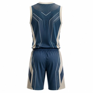 Ensemble uniforme de basket-ball pour hommes, maillot sans manches à col en V avec short à taille élastique, imprimé géométrique, évacuation de l'humidité, coupe athlétique - Product Image 6