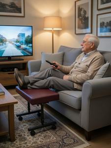 Reposapiés Móvil con Ruedas y Taburete para Oficina y Sala de Estar - Product Image 4