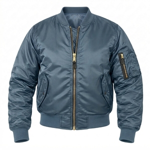 Men's Flight Style Long Canvas <b>Jacket</b> Greek Wear Sorority <b>Lightweight</b> Full Zip Ribbed Trim Casual Outerwear - Product Image 5