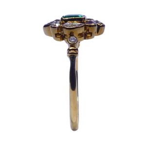 Gemvanity R993 Anillo de Compromiso y Boda Unisex de Oro de 14K con Esmeralda de Corte Brillante y Diamantes, Diseño Clásico de Lujo - Product Image 3