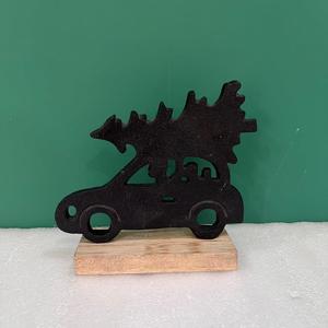 Escultura Navideña de Auto con Árbol en el Techo, Decoración de Mesa de Aluminio/Madera, Diseño Moderno de Figuras Animales para Sala de Estar - Product Image 3
