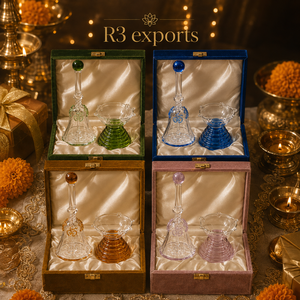 Juego de Regalo Devocional con Campana de Vidrio Redonda Hecha a Mano y Lámpara de Aceite Diya R3BD01 - Product Image 5