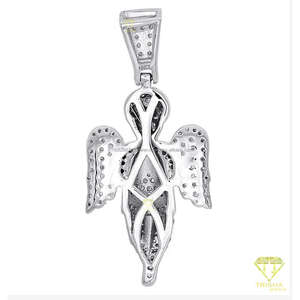 Collier pendentif ange en moissanite pour homme avec micro-pierres incrustées, certifié GIA, plaqué or 14 carats, cadeau hip-hop - Product Image 4