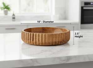 Tazón para servir ensalada de frutas hecho a mano con madera de mango, centro de mesa rústico estilo granja - Product Image 4