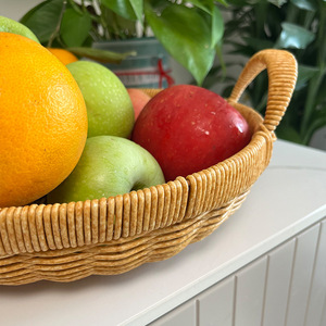 Großhandel Handgewebtes PP-<span class=keywords><strong>Rattan</strong></span> Aufbewahrungstablett Ovaler Korb Brot- und Speiseplatte Obst- und Kuchenplatte Serviertablett - Product Image 4