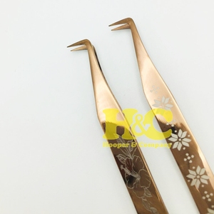 Pince à épiler pour extensions de cils en or rose, gravée au laser, en acier inoxydable, antidérapante, à pointe fine, durable, testée à la main, personnalisée - Product Image 5