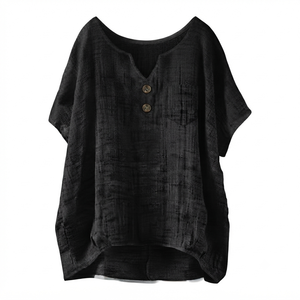 Custom Women Black Soccer Jersey Full Sleeve Casual Breathable Linen/Cotton Sportswear Football <b>Shirt</b> Athletic Training Tops OEM - Product Image 1