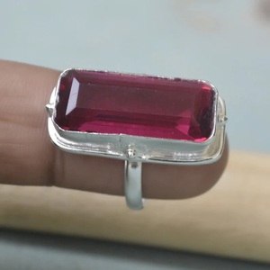 Natural Rhodolite Garnet Quartz Gemstone <b>Ring</b> 925 Sterling <b>Silver</b> Handmade <b>Statement</b> Jewelry - Product Image 3