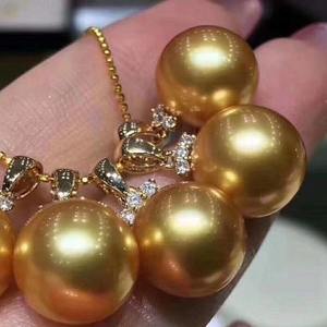 จี้ขนตาทอง 18K พร้อมลูกปัดทองธรรมชาติ 11-12 มม. สร้อยคอเพชรทรงกลม แสงสว่างมาก ไม่ต้องใช้เวลาในการติด  พร้อมกล่องของขวัญ - Product Image 1