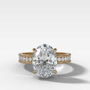 3Ct Diamond Engagement <b>Rings</b> Channel Set Round Accent Oval Cut Lab Grown 10K 14K 18K Solid Gold Modern <b>Chunky</b> Band IGI Certified - Product Image 1