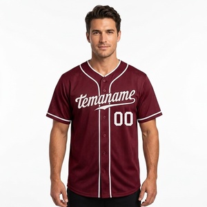 Maillot de baseball personnalisé marron pour homme, manches courtes, en maille polyester, nom de l'équipe 00, impression sublimée, respirant, coupe classique - Product Image 2