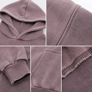 Wholesale High Quality Custom Logo Acid Washed Pullover Regular Fit Solid Color Unisex Autumn HOODED <b>Sweatshirt</b> For <b>Men</b> - Product Image 5