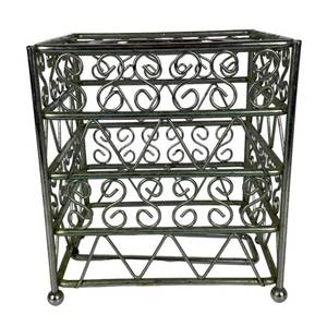 Vintage Metal Tissue <b>Box</b> Cover Square Silver Chrome Scroll Design Bathroom Decor - Product Image 4