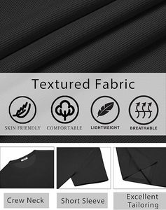 Camiseta de Hombre Negra, Corte Ajustado, Manga Corta, Cuello Redondo, Secado Rápido, Tejido de Punto, Color Sólido, Poliéster - Product Image 5