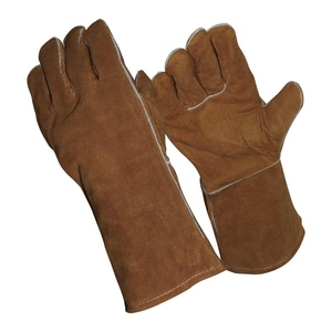 Gants de soudage en cuir de vachette résistant à l'abrasion, de couleur marron, ignifuges, pour la sécurité des mains, gants de construction - Product Image 1
