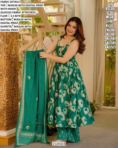 ชุดเดรสยาวแบบ Anarkali สีเขียวมรกต แบรนด์ Emerald Noor สำหรับงานปาร์ตี้ของผู้หญิง - Product Image 2