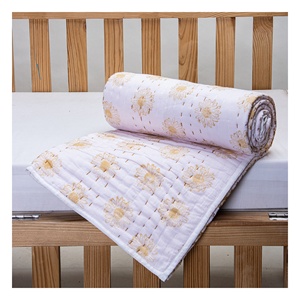 Edredón de algodón hecho a mano de la mejor calidad para bebés Estampado de girasol Impresiones personalizadas versátiles Algodón orgánico suave para hoteles - Product Image 6