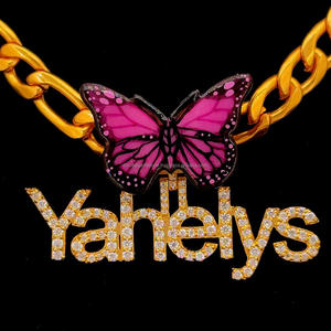 Pendentif Moissanite en argent sterling 925 glacé émaillé multicolore personnalisé avec fermoir papillon Design de lettre pour les fêtes - Product Image 1