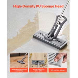 Serpillère en éponge PU haute densité avec 1 éponge de rechange, manche auto-agrippant facile à presser, nettoyage ciblé de la maison - Product Image 3