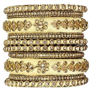 Brazaletes Étnicos de Seda Azul con Incrustaciones de Kundan, Chapados en Oro, Hechos a Mano, para Mujer, Brazaletes de Moda para Chicas, Festivos - Product Image 1