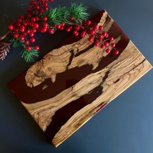 Planche à découper écologique en bois avec poignée en résine, compatible lave-vaisselle, pour plateaux de fromages, apéritifs, soirées vin, mariages, maison - Product Image 1