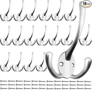 Juego de 3 Ganchos de Metal Resistentes para Toallas, Modernos, de Montaje en Pared con Taladro, Perchero Duradero con Capacidad para 35 Libras, Acabado Plateado - Product Image 4