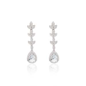 14K Art Deco Aquamarine and <b>Diamond</b> <b>Dangle</b> <b>Earrings</b> - Product Image 2